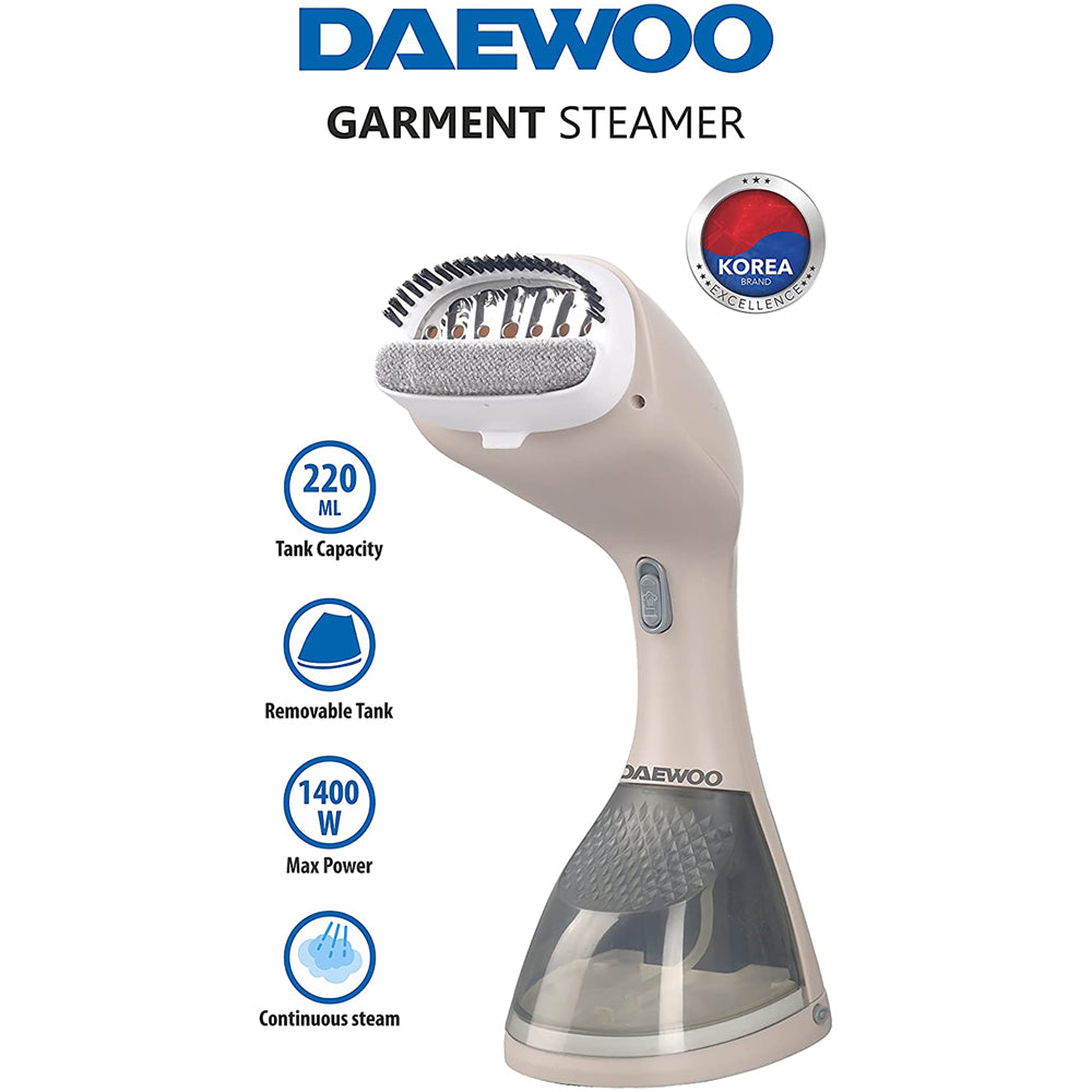 Handheld Portable Garment Steamer with Cloth & Lint Brush, Korean Technology 220 ml 1400 W Champagne