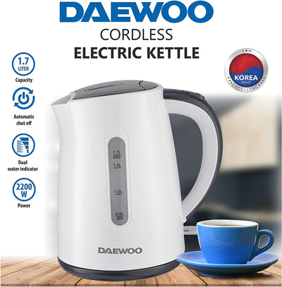 Bundle Set of Daewoo Food Processor 15 Functions 7-in-1 + 1.7 Liter Electric Kettle 2200W Korean Technology
