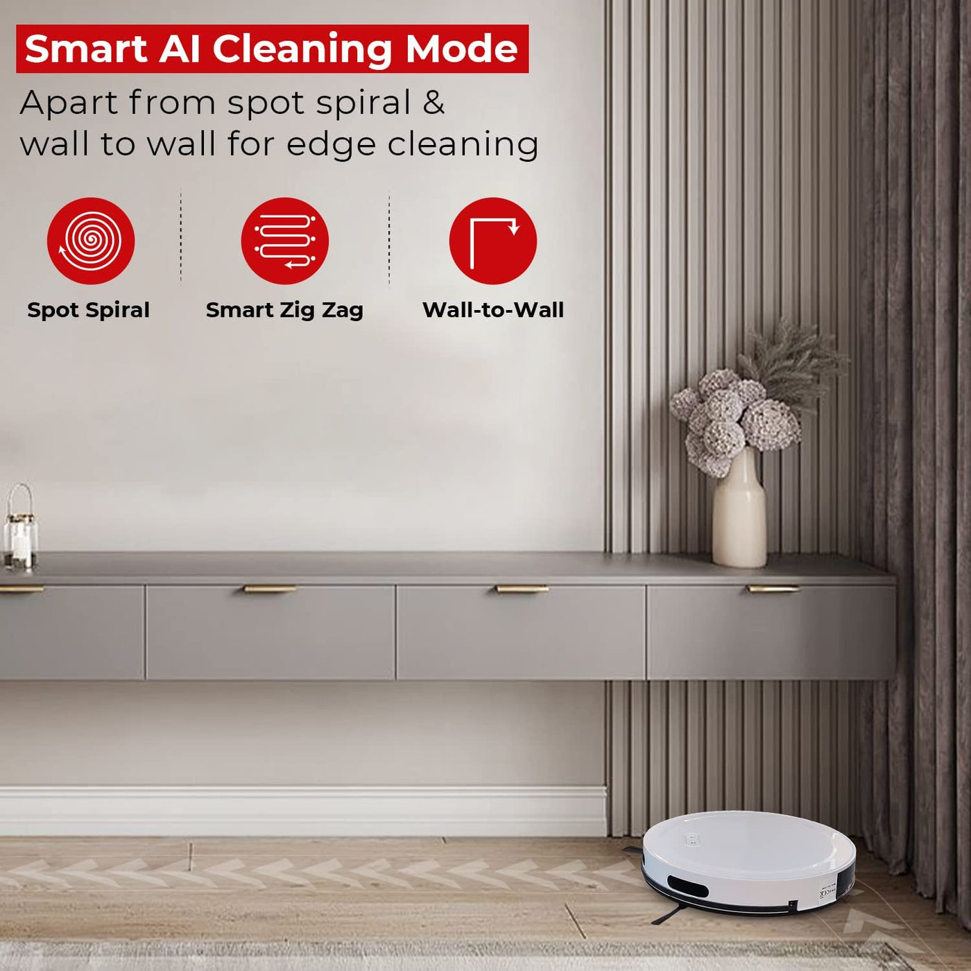 Milagrow Seagull Joy - 1500Pa Autoboost Suction Robotic Vacuum Cleaner, Slight Wet Mopping Without Water Tank, Scheduling, Mapping, Self-Charge, 3 Stage Cleaning, APP (White)