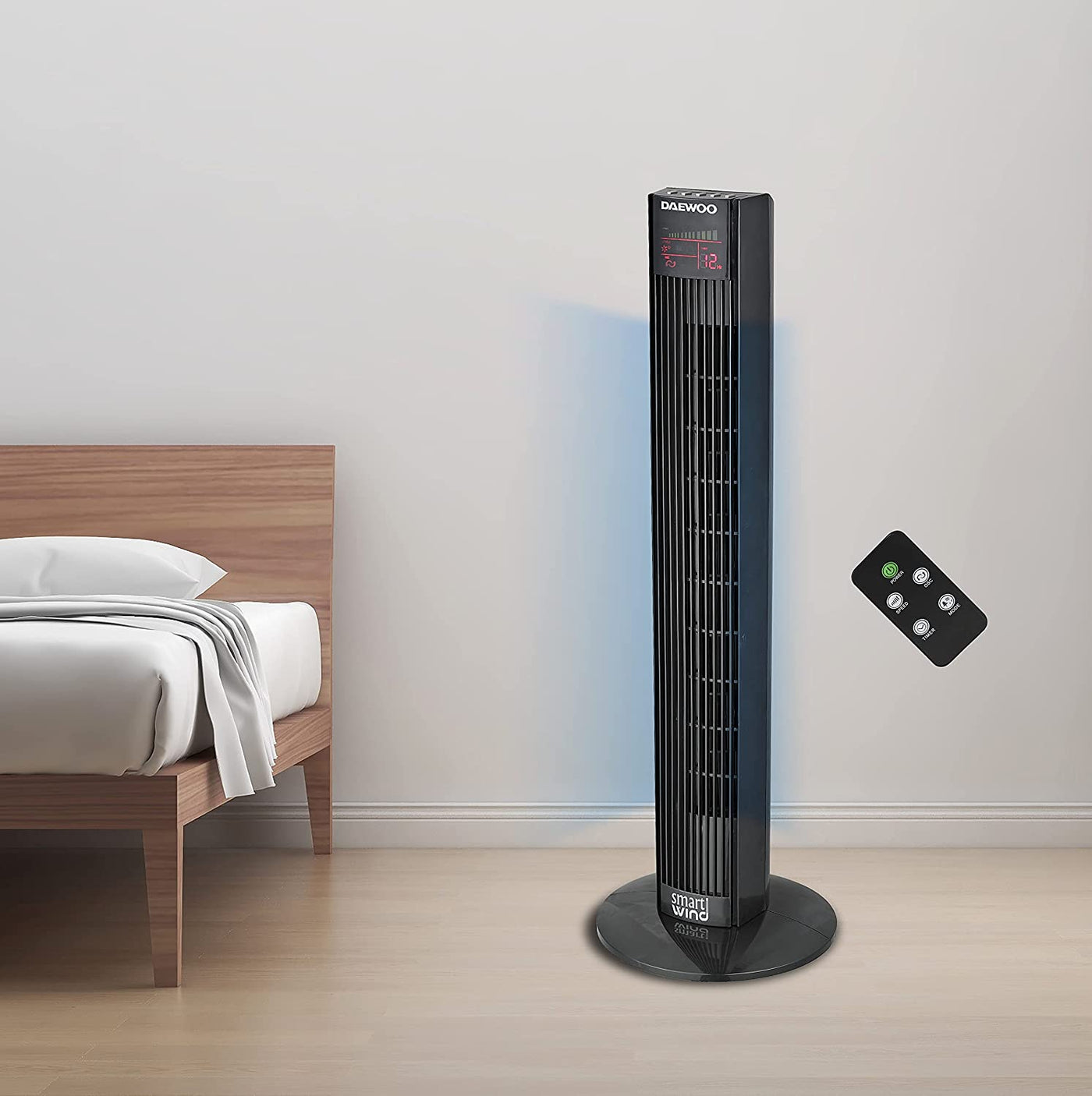 Digital 3 Speed Tower Fan with Timer and Oscillation 45W Korean Technology DTF36DR Black