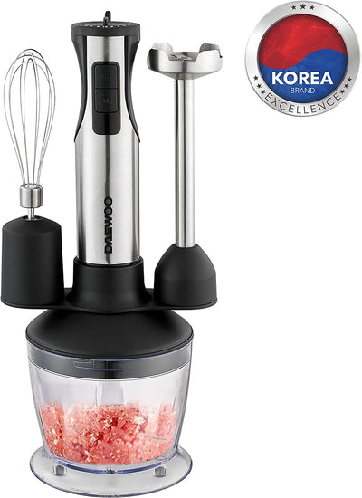 Bundle Set of Daewoo 600W 4-in-1 Stainless Steel Hand Blender with Chopper and Whisk + 700W 2 Slice Bread Toaster