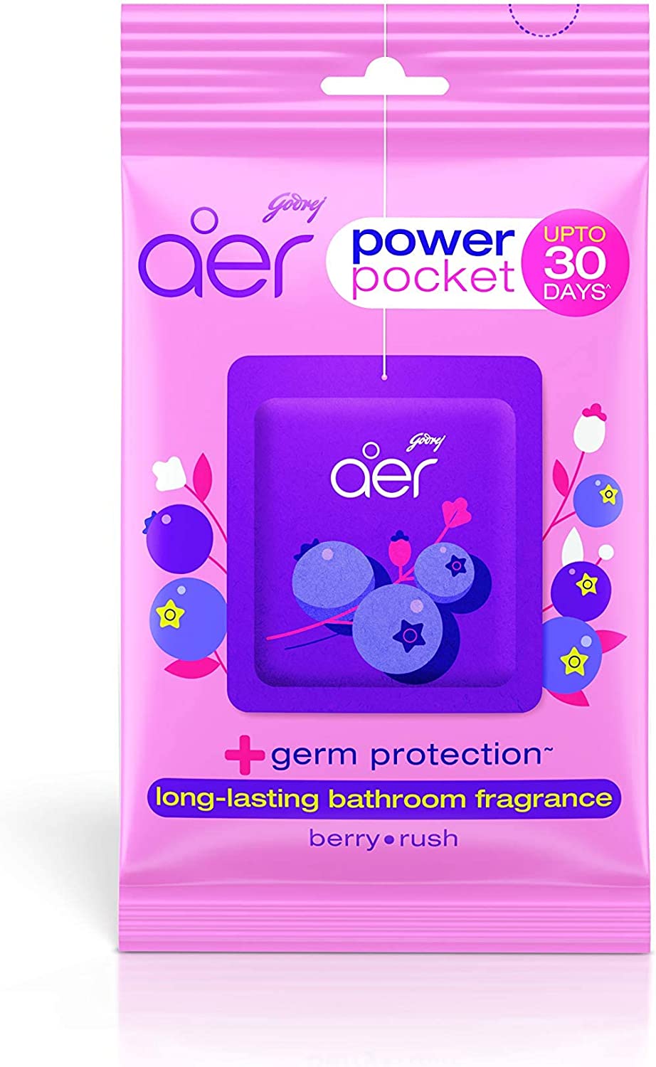 Godrej Aer Power Pocket Bathroom Fragrance -Berry Rush 10g