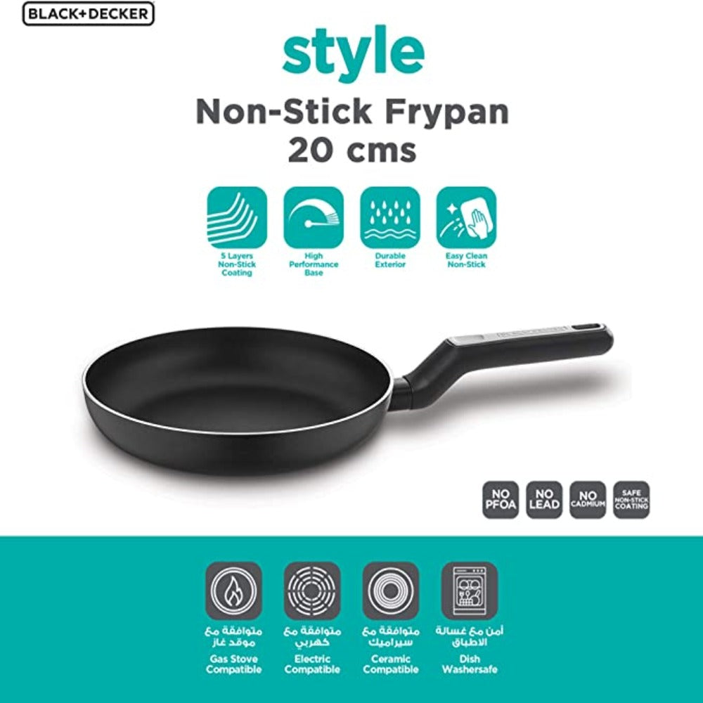 20cm Non-Stick Fry Pan & Frying Pan with 5 Layer PTFE Teflon Non-Stick Spray Coating