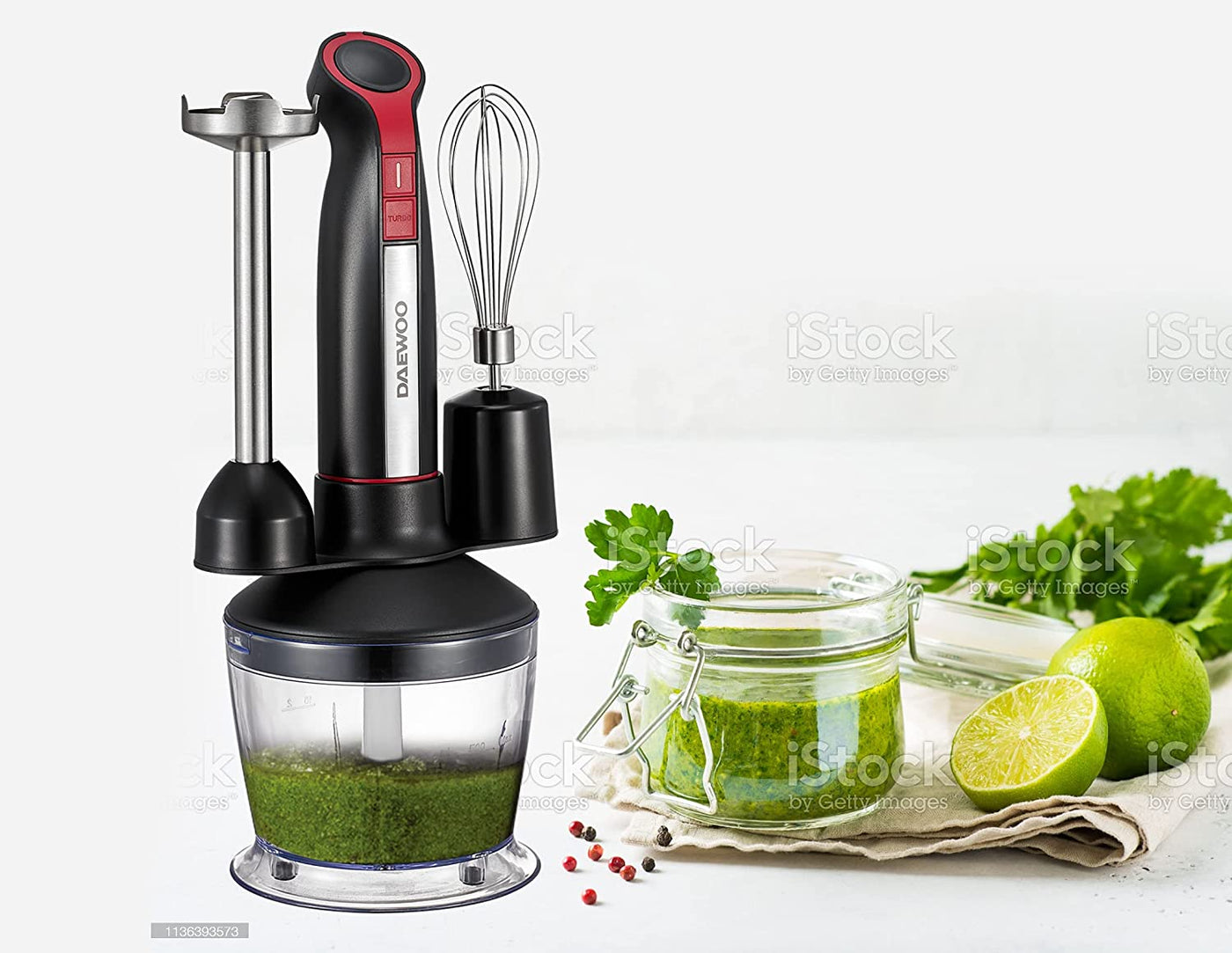 400W 4-in-1 Stainless Steel Hand Blender with Chopper and Whisk