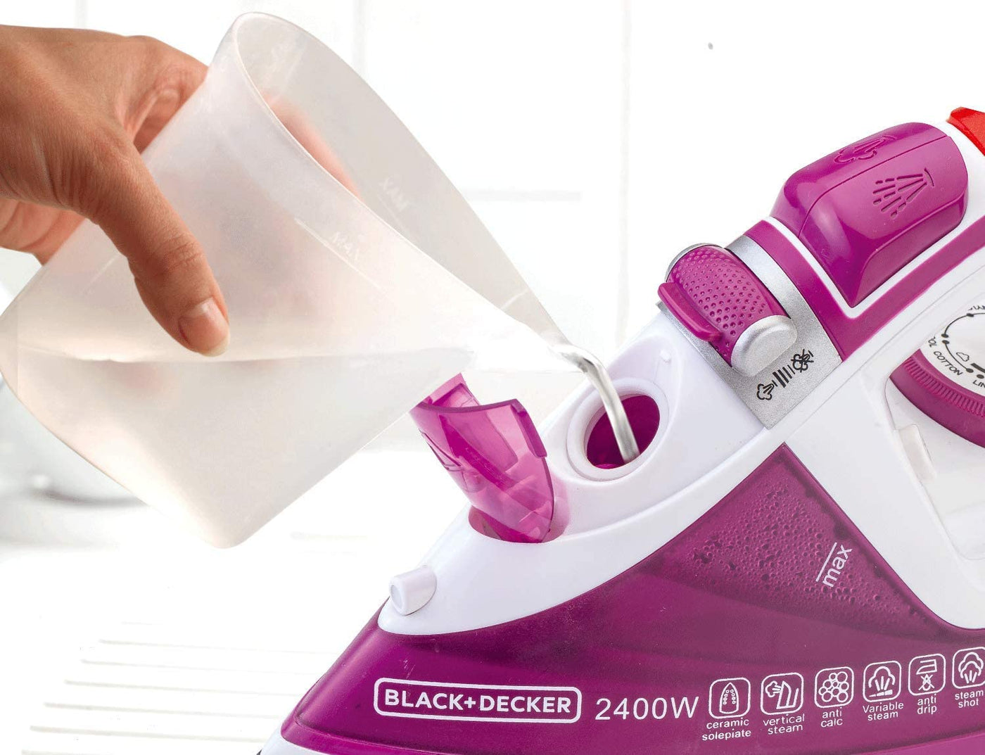 Brown Box BLACK+DECKER 2400W Steam Iron with Auto Shutoff and Ceramic Soleplate Magenta X2450-B5