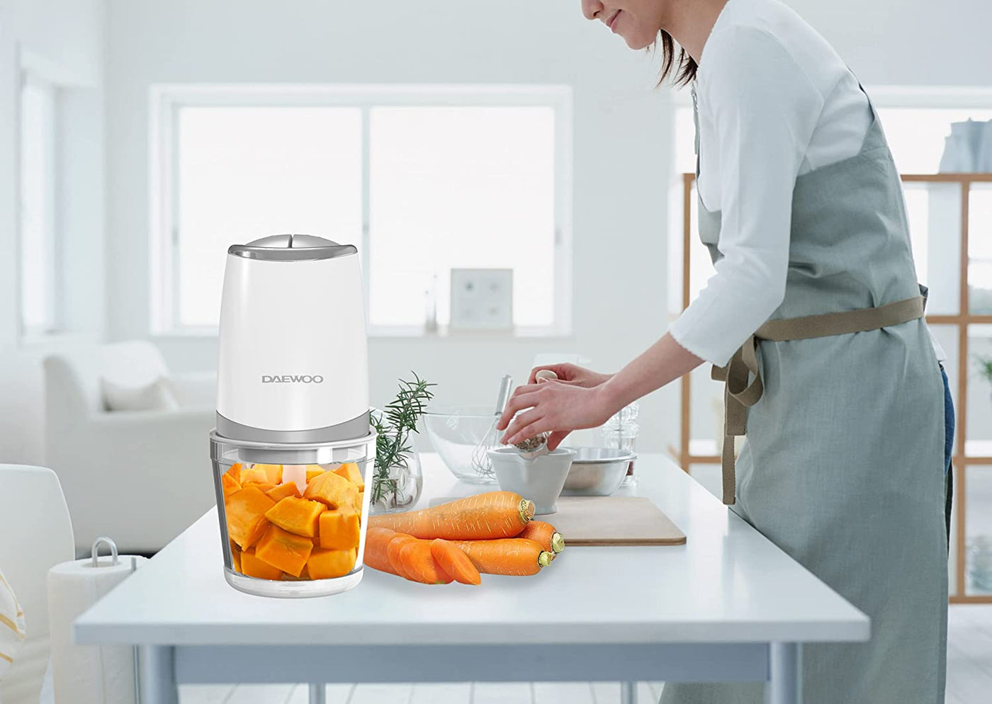 Bundle Set of Daewoo 500W 600ml Food Chopper with Glass Bowl + 800W 2 Slice Stainless Steel Bread Toaster