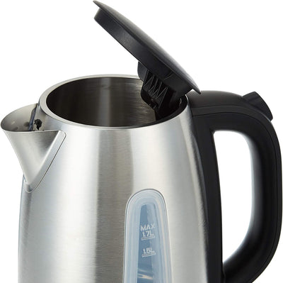 Brown Box 1.7L Cordless Electric Kettle With Water-Level Indicator, Removable Filter, Auto Shut-Off And Stainless Steel Body, Perfect for Warm Beverages, Silver