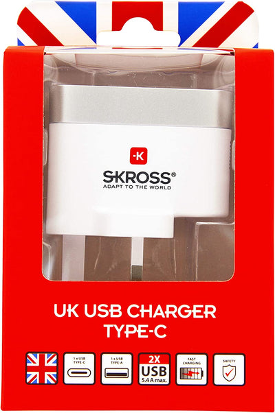 SKROSS UK USB Charger 2Port Typ-C