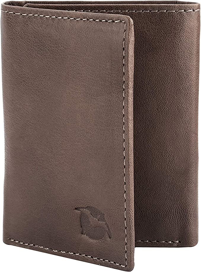 Flying Fossil Genuine Leather Hand-Crafted Wallet, Trifold Minimalist Leather Wallet