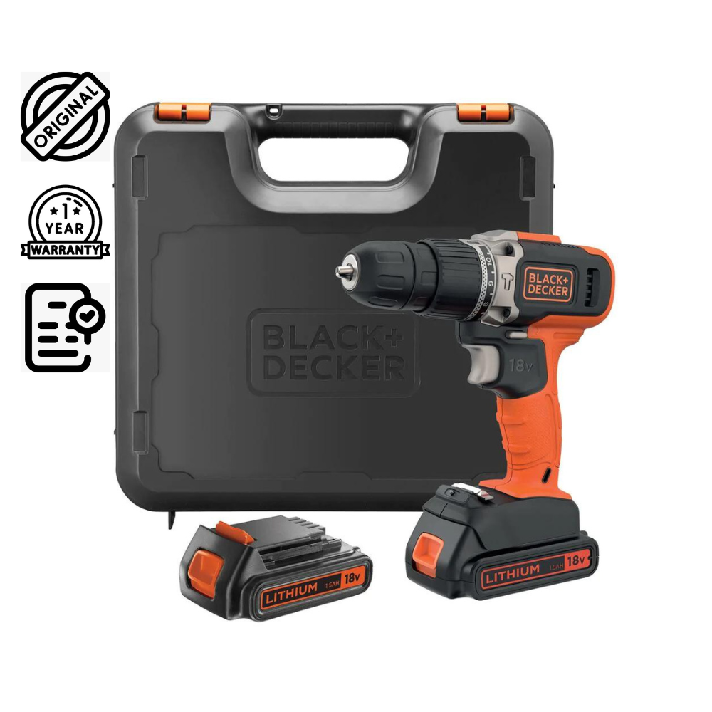 Brown Box Combi Hammer Drill with 2 Batteries in Kitbox for Metal, Wod & Masonry Drilling & Screwdriving/Fastening