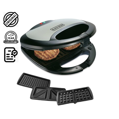 Brown Box 750w 3 In 1 Sandwich, Grill And Waffle Maker