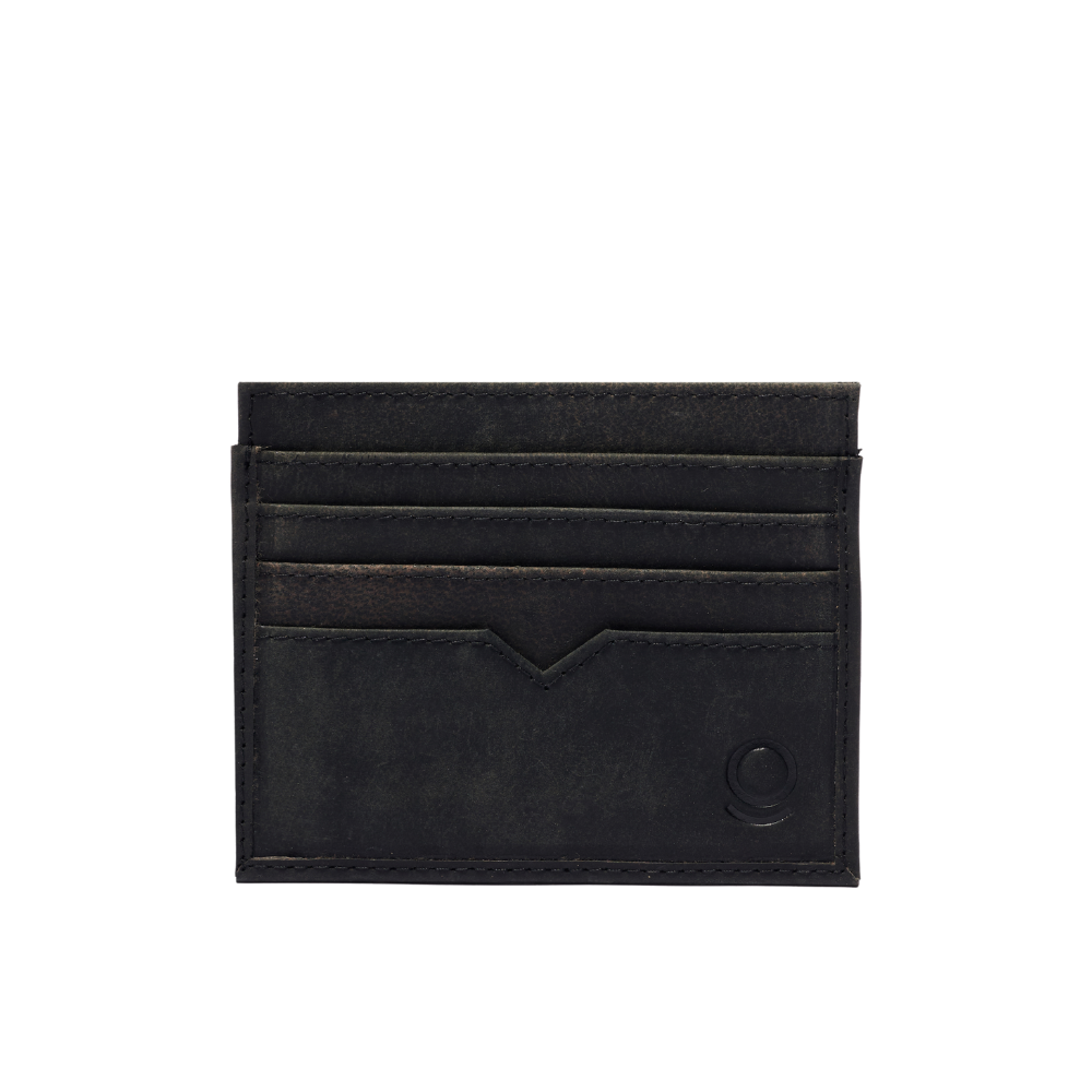 Leather Card Holder Foldable Black