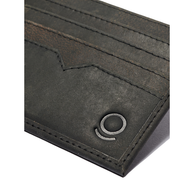 Leather Card Holder Foldable Black