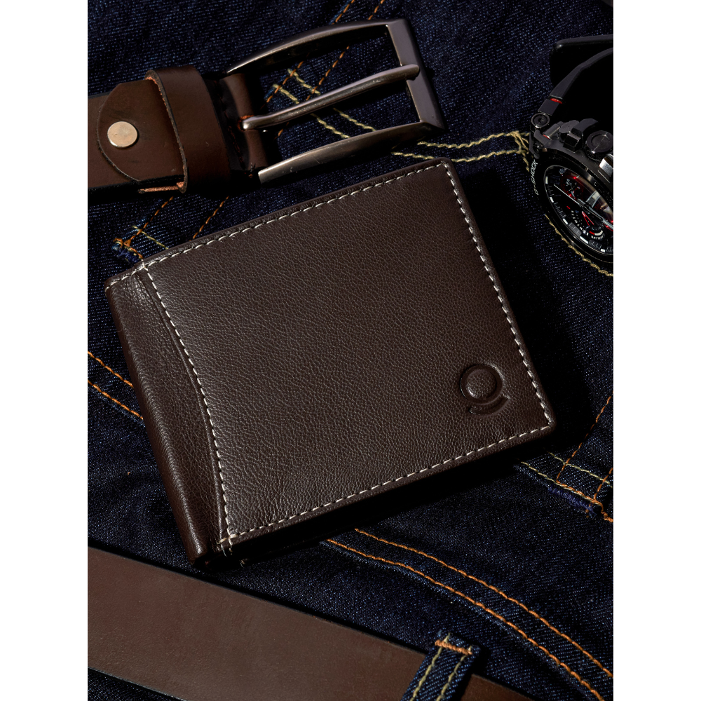 Leather Belt & Wallet - Combo brown