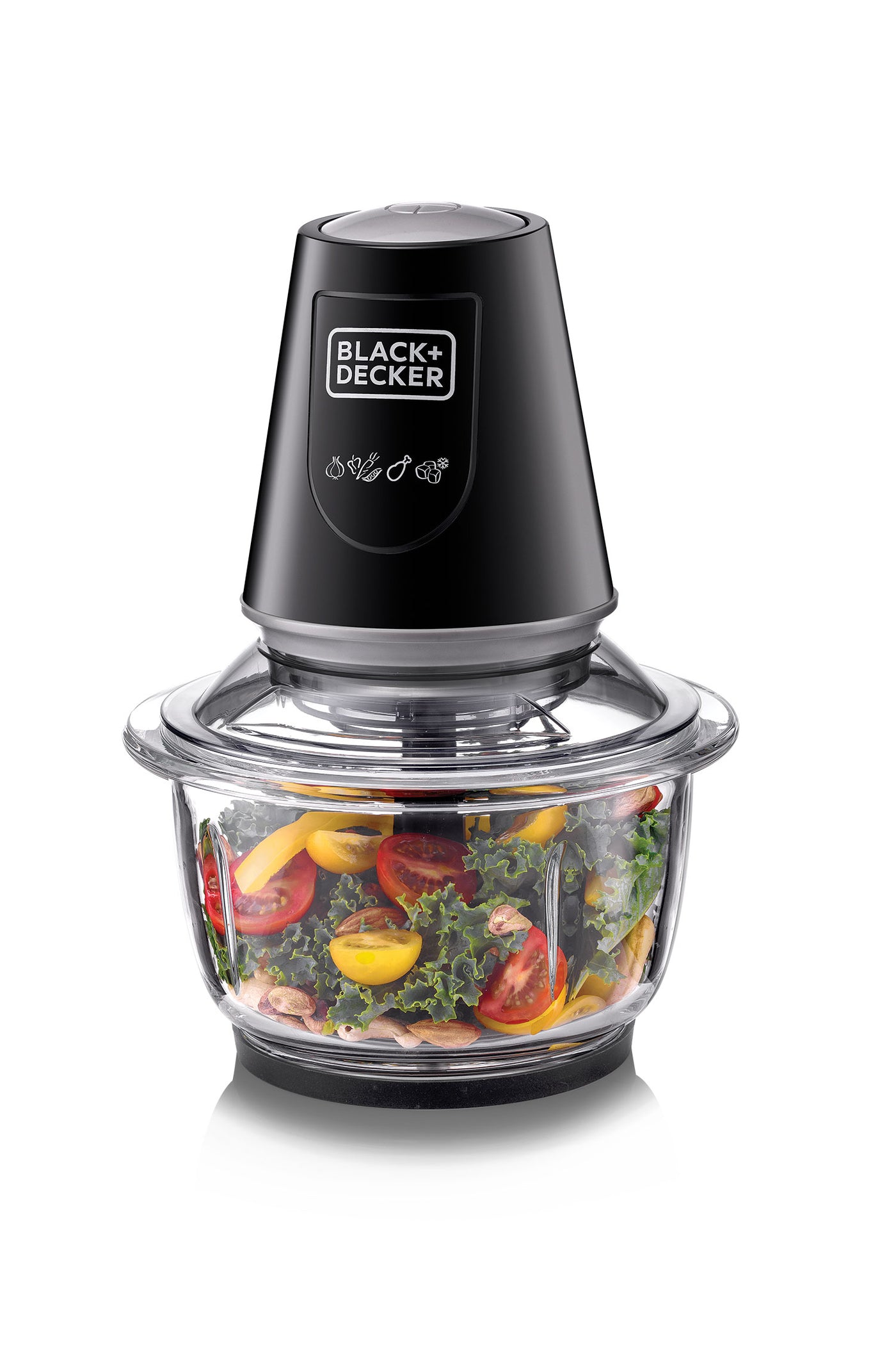 BLACK+DECKER 400W 1.2L Vertical Glass Chopper/Mincer XXL Glass Bowl Capacity With Removable Four Blade System Helps, Chop/Crush Ice/Mince/Grind/Puree Variety Of Ingredients GC400-B5