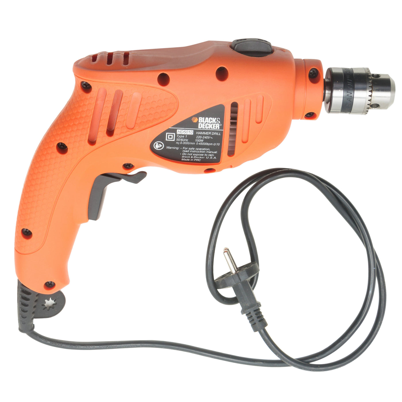 Brown Box 500W 2,800 Rpm Corded Variable Speed Hammer Drill, Depth Gauge & 5 Drill Bits , Orange/Black