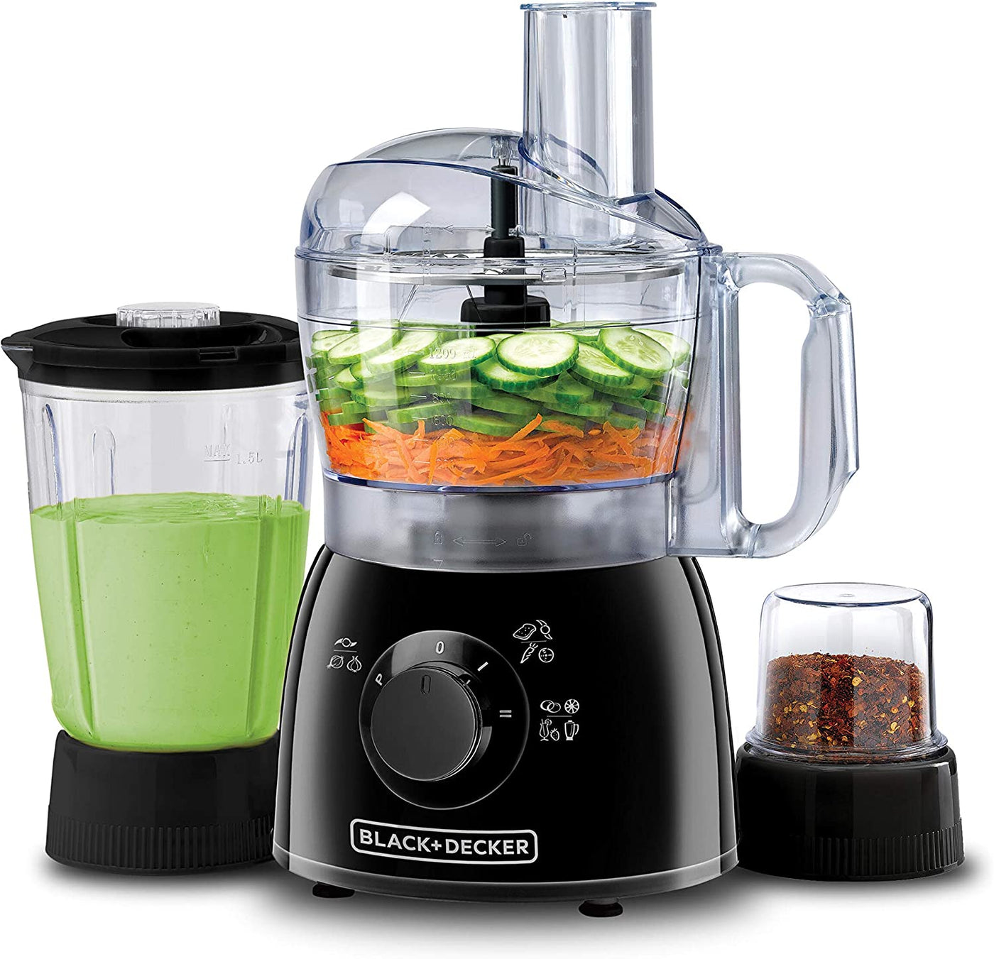 Brown Box 400W 29 Function Food Processor with Blender & Grinder, Black