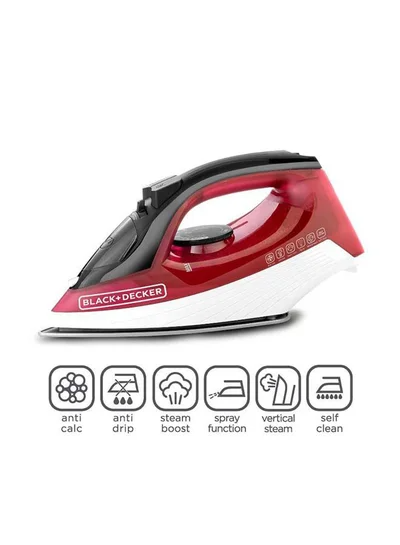Steam Iron with Anti Drip, Red, 1600W