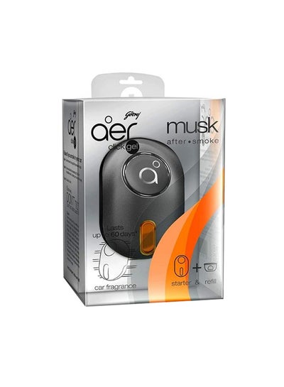 Godrej Aer Click, Car Vent Air Freshener Kit - Musk After Smoke (10G), Black pack of 5