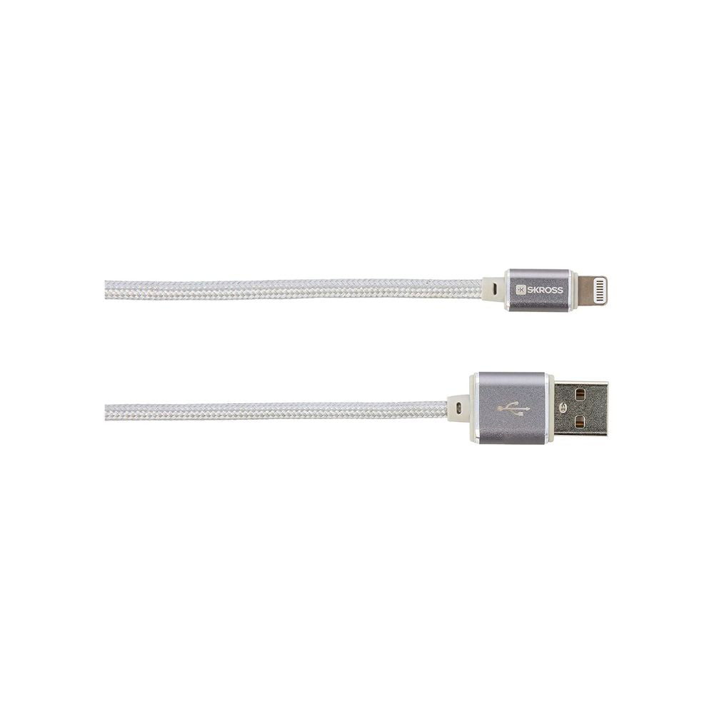 SKROSS Charge' n Sync Lightning Steel Line Cable,Fast Charging MFi Certified 1M Lightning Steel Line Cable, for Data Transfer and Charging,Designed in Switzerland & Certified by Apple, 2.700205 White