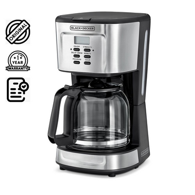 Brown Box 900W 12 Cup 24 Hours Programmable Coffee Maker with 1.5L Glass Carafe and Keep Warm Feature for Drip Coffee and Espresso