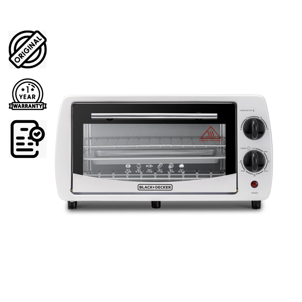 Brown Box 9L Double Glass Multifunction Toaster Oven for Toasting/ Baking/ Broiling, White