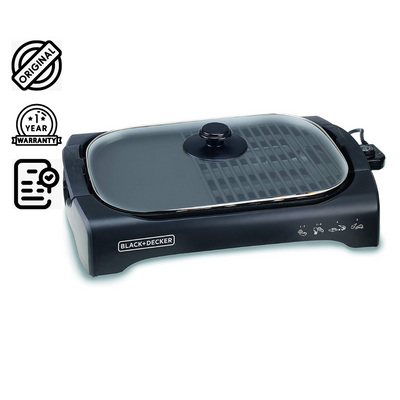 Brown Box BLACK+DECKER Open Flat Grill With Glass Lid 2200W Black LGM70-B5