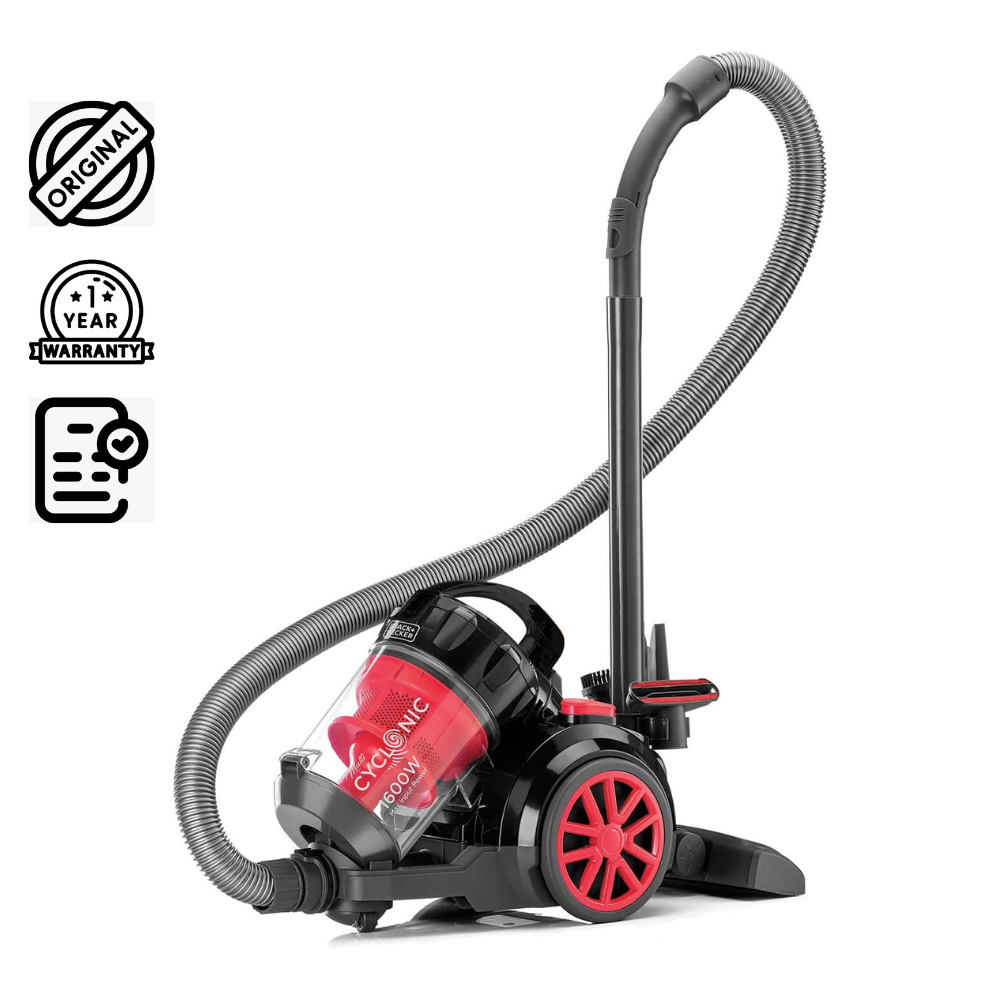 Brown Box 1600W 2.5L Corded Vacuum Cleaner 20KPa Suction Power Multi-Cyclonic Bagless Vacuum, With 6 Stage Filtration, 1.5M 360-degree Swivel Hose With A Washable Filter, Red