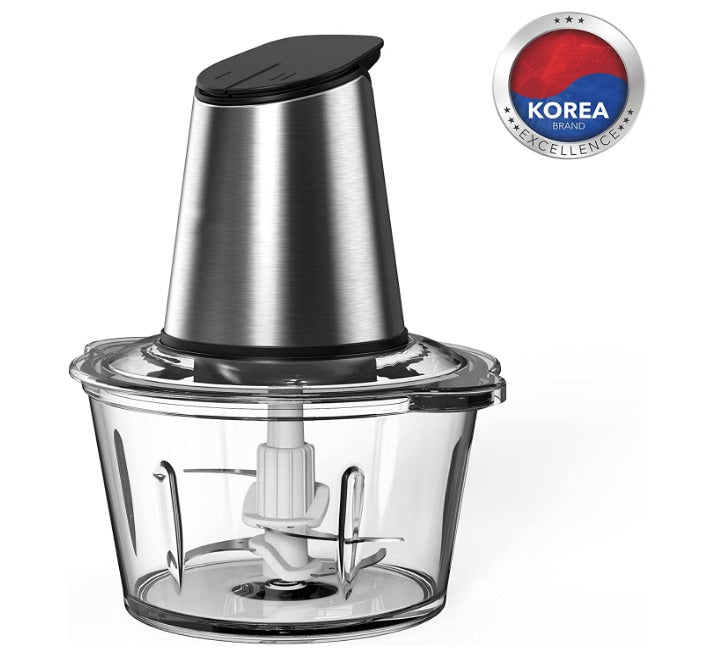 500W 1.8L Stainless Steel Food Chopper with Glass Bowl, Quad Blade, Mincer & Grinder Function