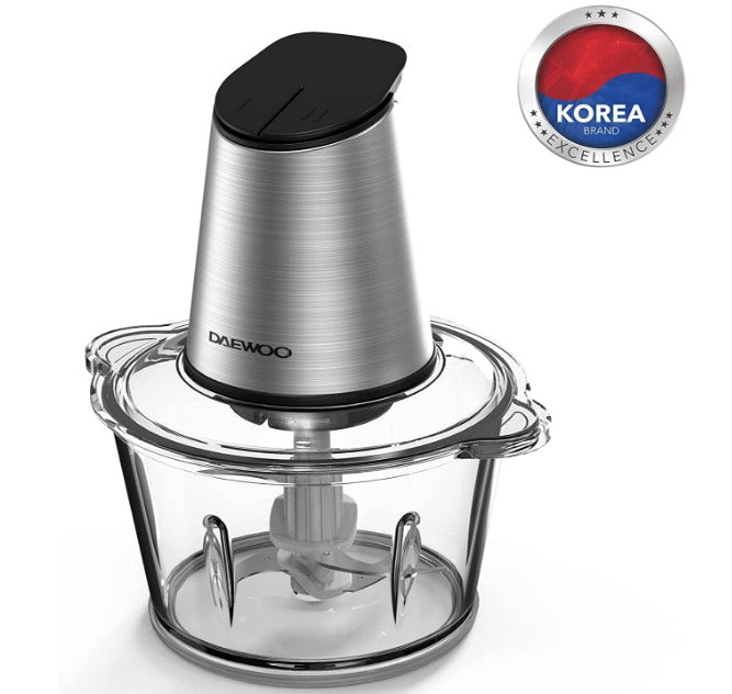 500W 1.8L Stainless Steel Food Chopper with Glass Bowl, Quad Blade, Mincer & Grinder Function