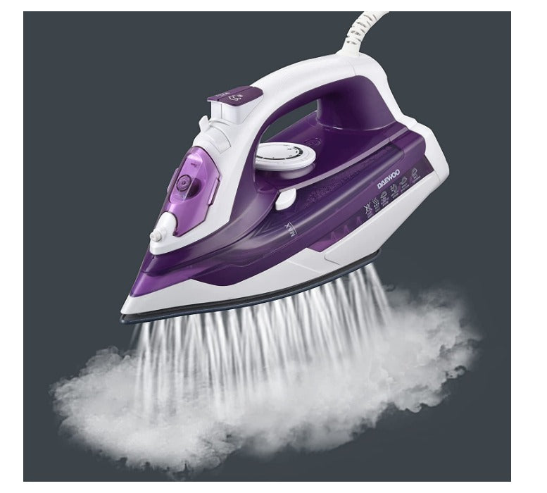 2400W Steam Iron With Ceramic Soleplate, Anti-Drip, Anti-Calc, Auto Shut-Off, Self Clean, Spray & Steam Function Korean Technology Purple/White