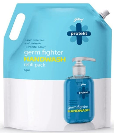 Godrej Protekt Germ Fighter Handwash Refill Pack | Aqua | Germ Protection & Soft on Hands - 1.5 L