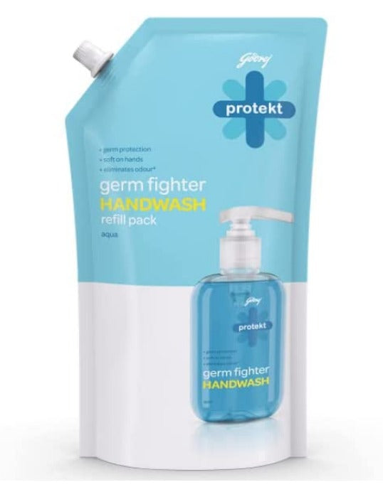Godrej Protekt Germ Fighter Handwash Refill Pack | Aqua | Germ Protection & Soft on Hands - 725ml