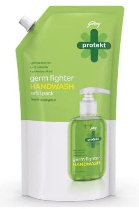 Godrej Protekt Germ Fighter Handwash Refill Pack | Lime & Eucalyptus | Germ Protection & Soft on Hands - 725 ml
